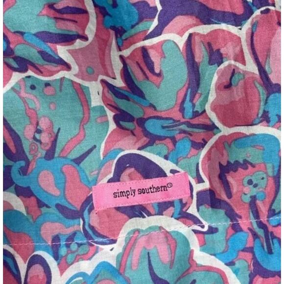 Simply Southern Tropical FLowers Maxi Dress XL Pom Poms - Picture 5 of 6